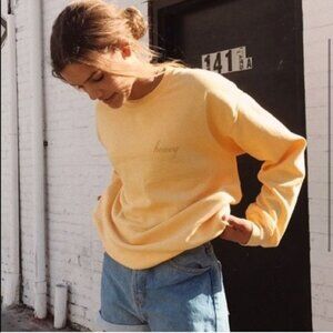 Brandy Melville Womens Yellow Honey Embroidered Sweatshirt One Size